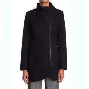 NEW French Connection Tulip Asymmetrical Black Wool Winter Jacket Coat